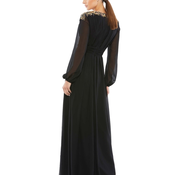 MAC DUGGAL EMBELLISHED SHOULDER BLOUSON SLEEVE EVENING GOWN-NWT SIZE 6 - Picture 2 of 4